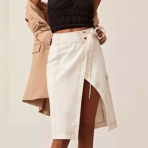 Anthropologie Pilcro Utility Wrap Skirt Size 8 White Denim